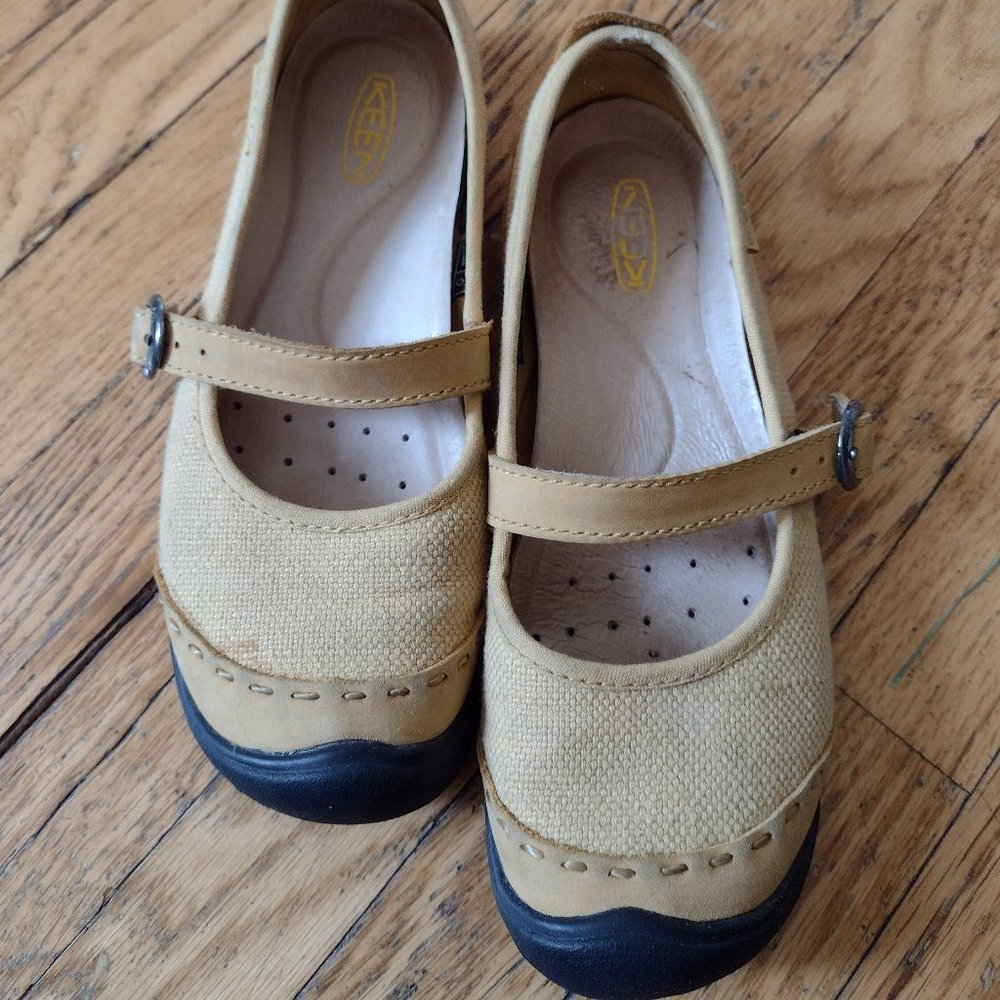 Keen Yellow Canvas Mary Janes